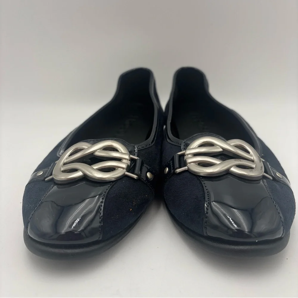 AEROSOLES Dark Blue Flats with Metallic‎ Accent